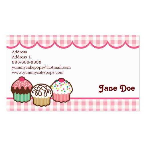 Gingham Cupcakes Business Cards (back side)