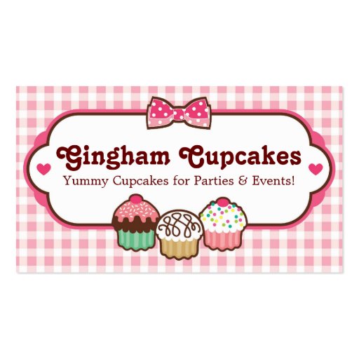 Gingham Cupcakes Business Cards (front side)