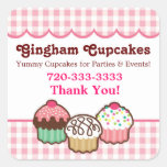 Gingham Cupcakes Thank You Stickers