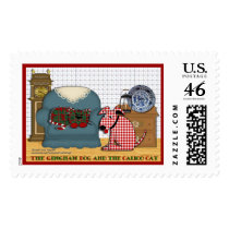 Gingham Dog and Calico Cat Stamp by postcardsfromtheedge Gingham Dog and Calico Cat Stamp