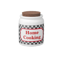 Gingham Home Cooking Canister Candy Dish