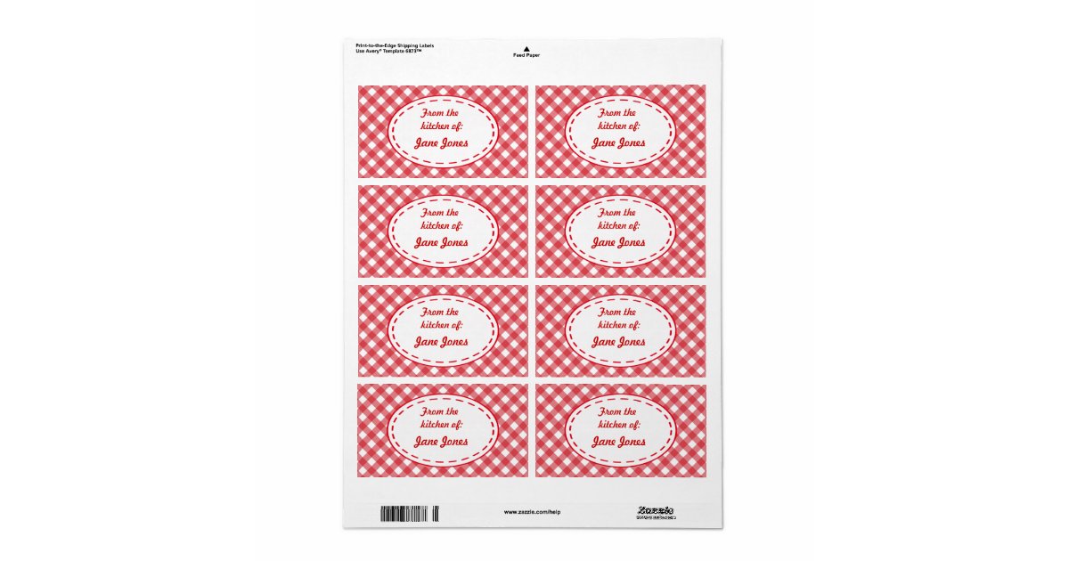 Gingham Kitchen Labels | Zazzle