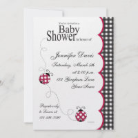 Gingham Lady Bug Baby Shower Invitation invitation