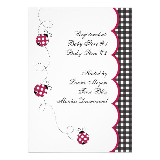 Gingham Lady Bug Baby Shower Invitation