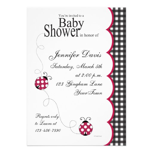Gingham Lady Bug Baby Shower Invitation