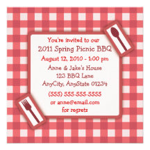 Gingham Picnic BBQ Invitation