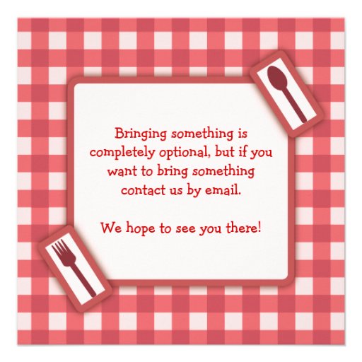 Gingham Picnic BBQ Invitation