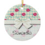 gingham plaid and hot pink chic roses pattern ornaments by just_in_case gingham plaid and hot pink chic roses pattern ornaments