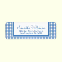 Gingham Plaid Return Address Labels (blue) labels