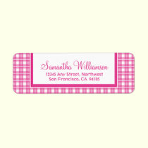 Gingham Plaid Return Address Labels (fuchsia) labels