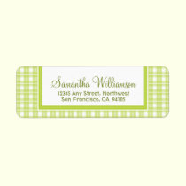Gingham Plaid Return Address Labels (lime) labels