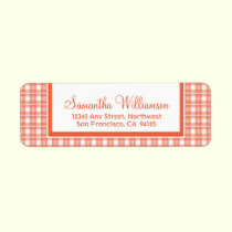 Gingham Plaid Return Address Labels (peach) labels