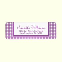 Gingham Plaid Return Address Labels (purple) labels