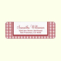 Gingham Plaid Return Address Labels (red) labels