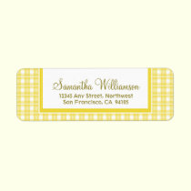 Gingham Plaid Return Address Labels (yellow) labels