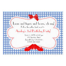Gingham Ruby Slippers Wizard of Oz Invitation