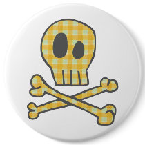 Gingham Skull & Bones - Yellow Pins
