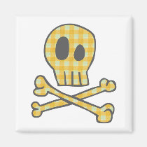 Gingham Skull & Bones - Yellow magnets