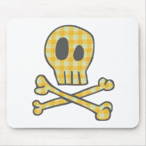 Gingham Skull & Bones - Yellow mousepads