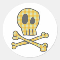 Gingham Skull & Bones - Yellow stickers