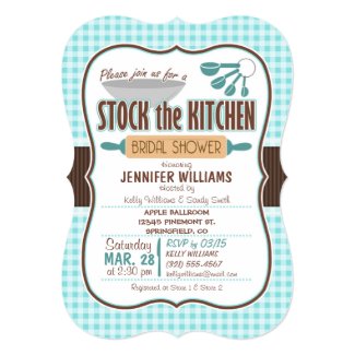 Gingham Stock the Kitchen Bridal Shower Invitation