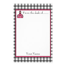 Gingham Teacher Stationery