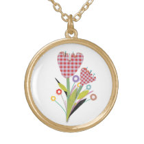 Gingham Tulip Poppies Necklace