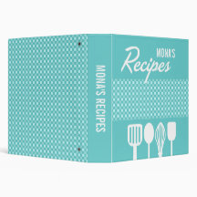 Gingham & Utensils Recipe 3 Ring Binder