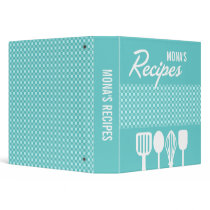 Gingham & Utensils Recipe 3 Ring Binder