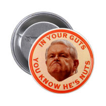 Gingrich-IN YOUR GUTS YOU KNOW HE'S NUTS buttons