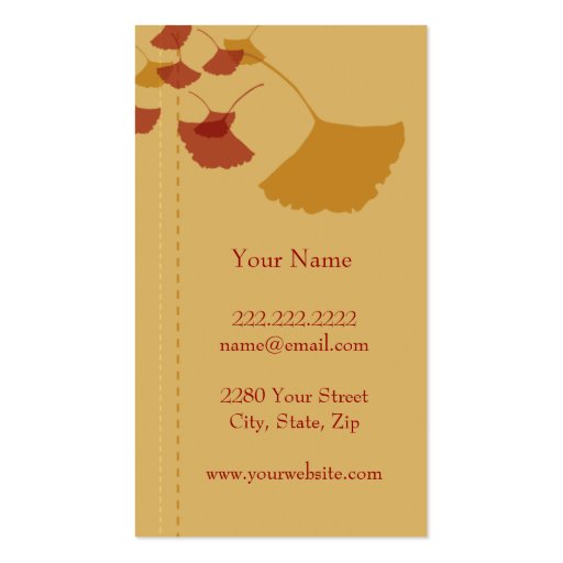 Ginkgo Leaf Biz Card Business Card Template (back side)