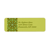Ginkgo Leaf Kaleidoscope Mandala Custom Return Address Label