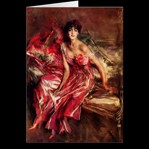 Giovanni Boldini - Lady in Red Greeting Card