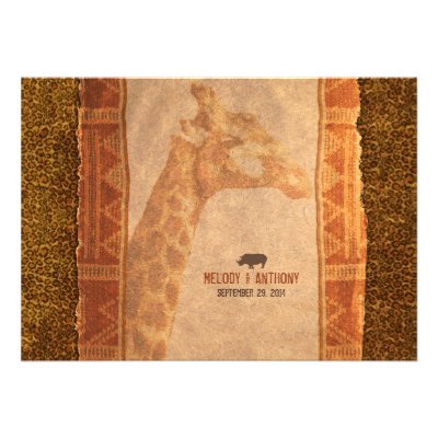 Giraffe African Safari Wedding Invitation