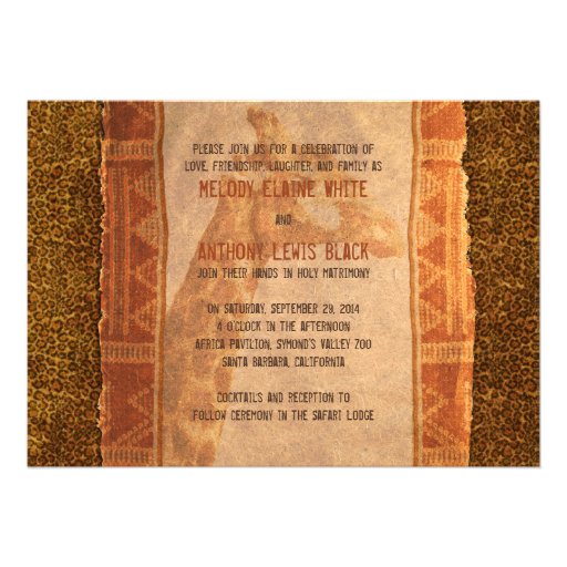 Giraffe African Safari Wedding Invitation