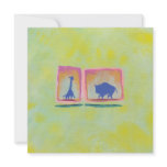 Giraffe and buffalo original art modern painting custom invites