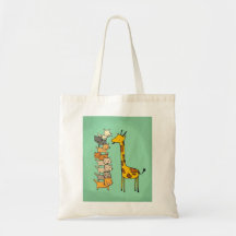 Giraffe and Cats Tote Bags