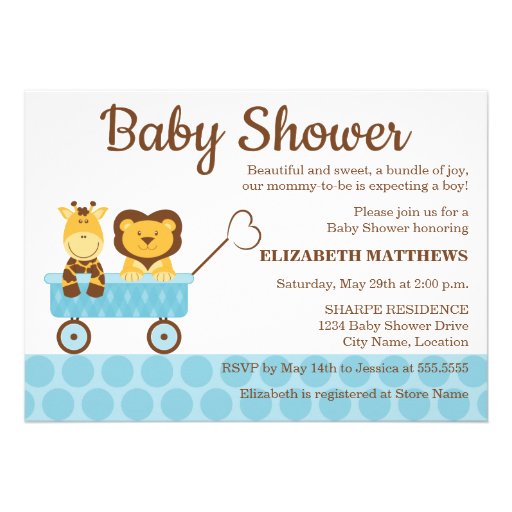 Giraffe and Lion Baby Shower Invitation