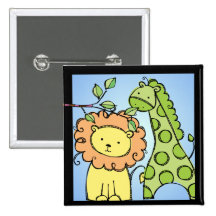 Giraffe and Lion Button