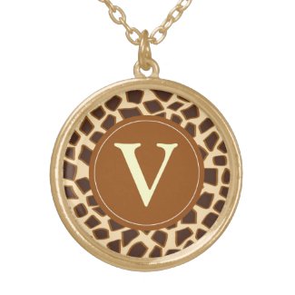 Giraffe animal brown with "V" monogram Pendant