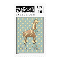 Giraffe Baby Shower Invitation Stamp (Boy)