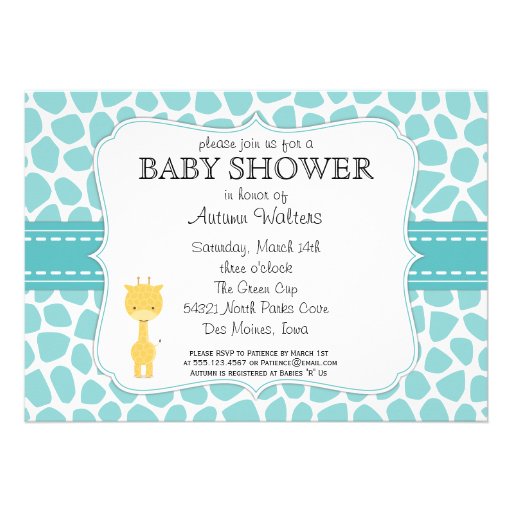 Giraffe Baby Shower Invitations