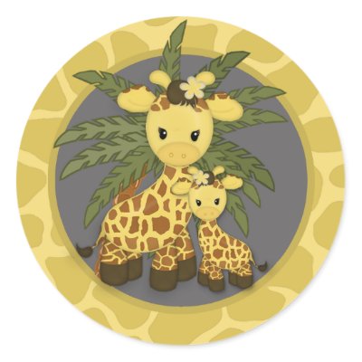 Giraffe Baby Shower seal Mommy Gray Yellow