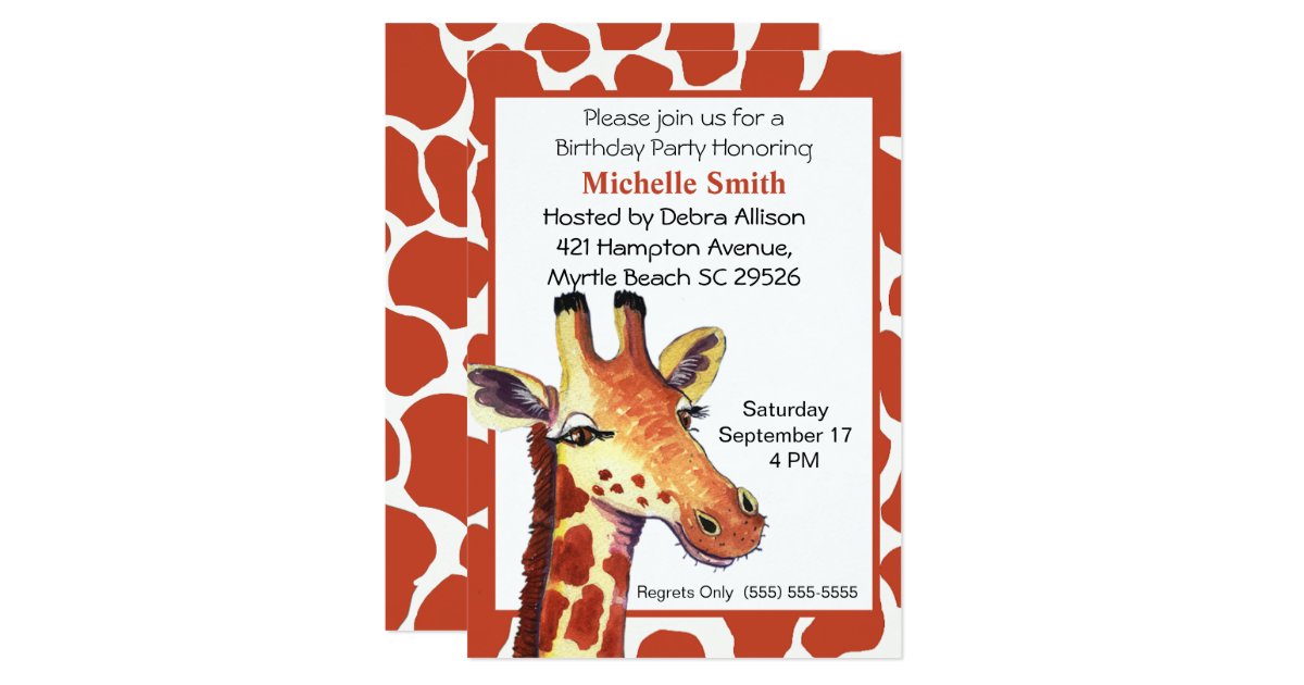 Giraffe Birthday Invitations Zazzle