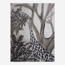Giraffe black and white poster