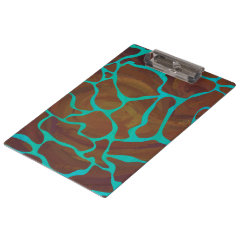 Giraffe Brown and Teal Print Clipboards