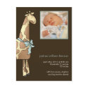 Giraffe Brown/Blue • Birth Announcement postcards by CSKidsOccasions Giraffe Brown/Blue • Birth Announcement postcards