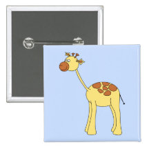Giraffe Cartoon. Pinback Buttons