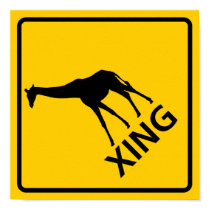 Giraffe Crossing Highway Sign posters by wesleyowns Giraffe Crossing Highway Sign posters