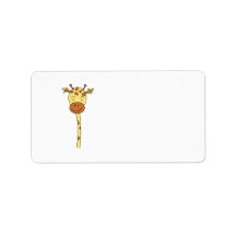 Giraffe Facing Forwards. Cartoon. Address Label